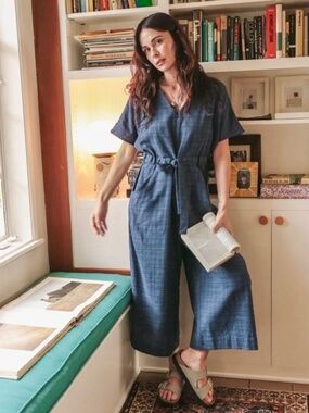 ODDBIRD & Co. Divane Jumpsuit in Navy Plaid - XS